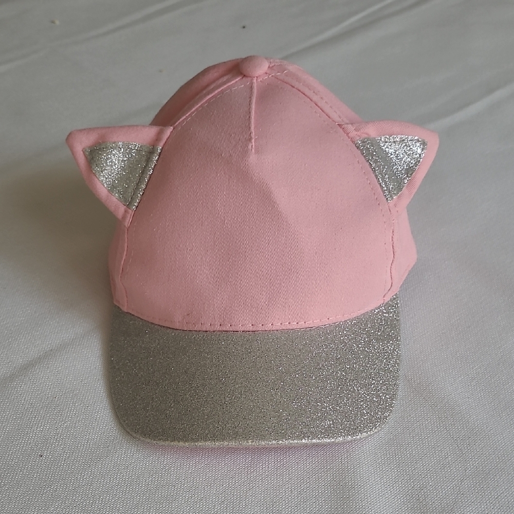 Girls Pink and Silver Cat Ear Cap